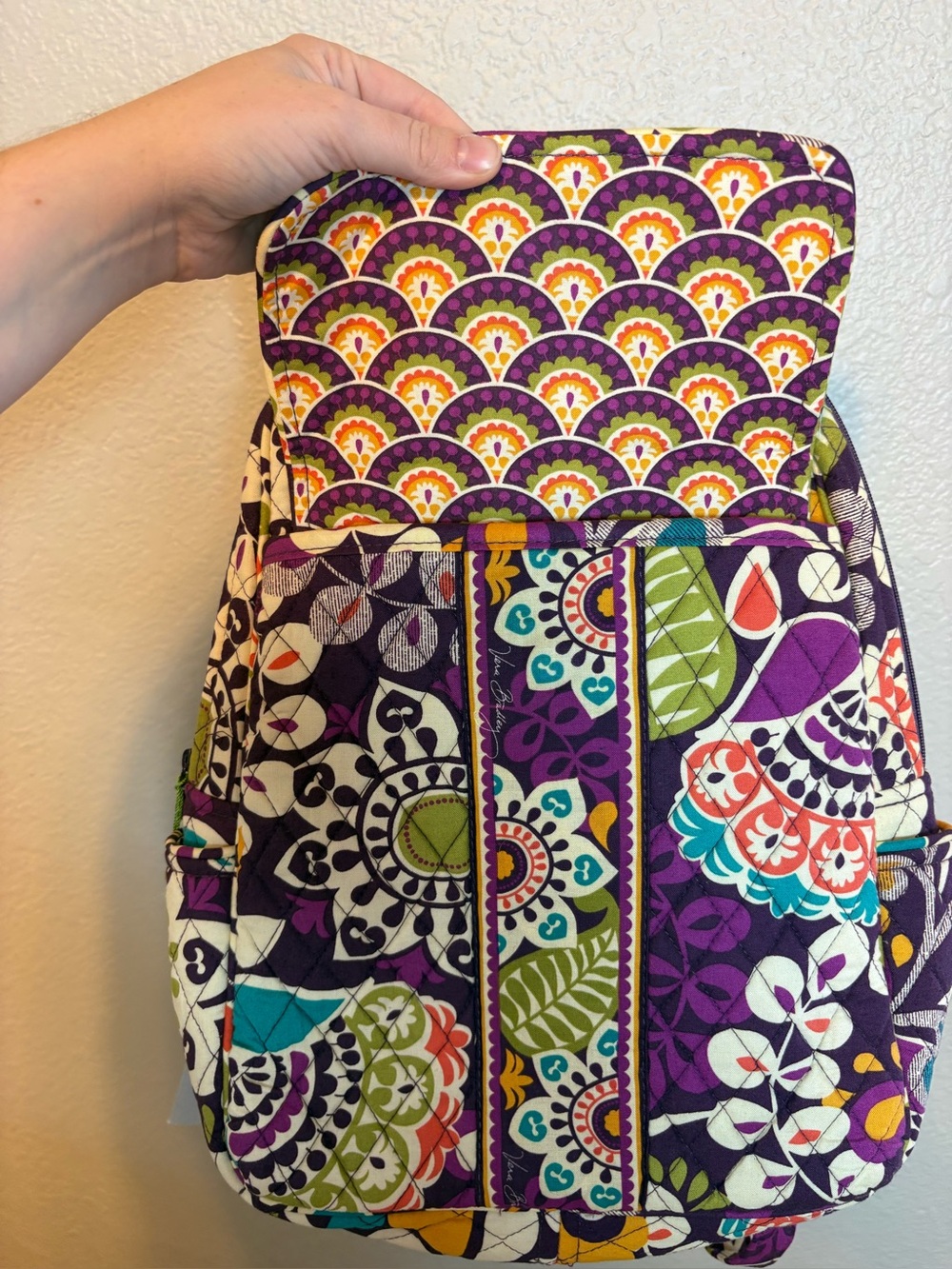 Vera Bradley Backpack Plum Crazy Adjustable Strap School Travel NWT - Picture 2 of 10